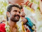 Vijay Deverakonda during his wedding with Rashmika Mandanna in Udaipur on February 26. (Instagam/ Rashmika Mandanna)