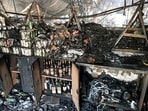 Charred remains of the nightclub after a fire broke out due to a cylinder blast, in North Goa district, Sunday, Dec. 7, 2025. 