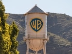 The Warner Bros. water tower appears at Warner Bros. Studios in Burbank, California.