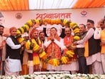 Pushkar Singh Dhami flags off two CSR-funded vehicles at Tanakpur in Champawat district on Friday.