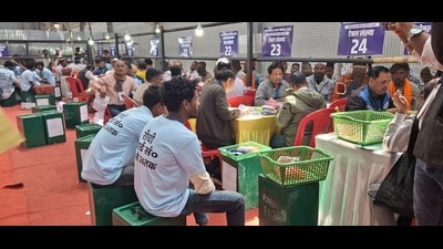 (HT PHOTOCounting in progress at a centre in Ranchi on Friday) (HT PHOTOCounting in progress at a centre in Ranchi on Friday)