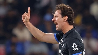 Matt Henry gave New Zealand the perfect start while defending 160, removing Phil Salt in the first over. Lockie Ferguson followed up with the wicket of Jos Buttler, putting England on the back foot immediately at 2/2. (REUTERS)