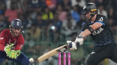 Glenn Phillips continued his strong tournament with the bat, scoring 39 off 28 deliveries. He looked set to take New Zealand to a big finish, but late wickets stymied their progress – ultimately, they finished 15-20 runs shorter than they would have liked, on 159/7. (AP)