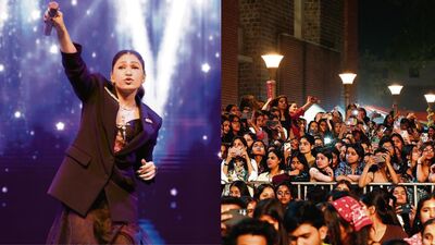 Singer Tulsi Kumar performed at Miranda House on Wednesday. (Photo: Anurag Mehra/HT) Singer Tulsi Kumar performed at Miranda House on Wednesday. (Photo: Anurag Mehra/HT)