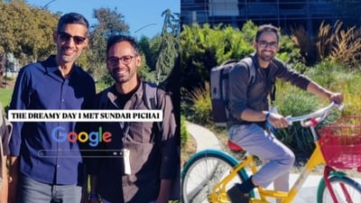 A Google employee went viral after recalling an unexpected meeting with Sundar Pichai during a visit to Google headquarters. (Instagram/9to5fitdad) A Google employee went viral after recalling an unexpected meeting with Sundar Pichai during a visit to Google headquarters. (Instagram/9to5fitdad)