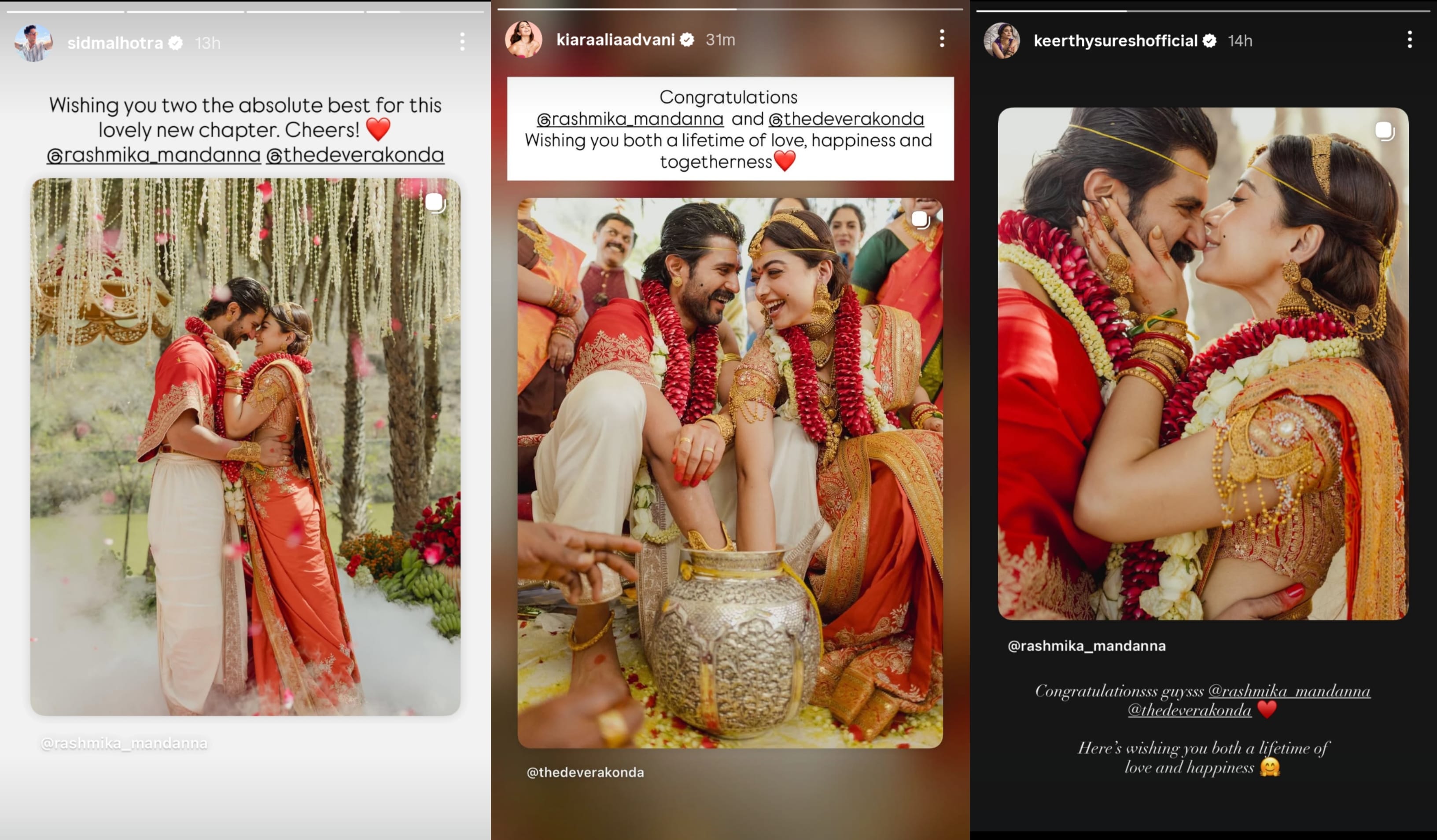 Sidharth Malhotra, Kiara Advani, Keerthy Suresh wish Rashmika Mandanna-Vijay Deverakonda Sidharth Malhotra, Kiara Advani, Keerthy Suresh wish Rashmika Mandanna-Vijay Deverakonda