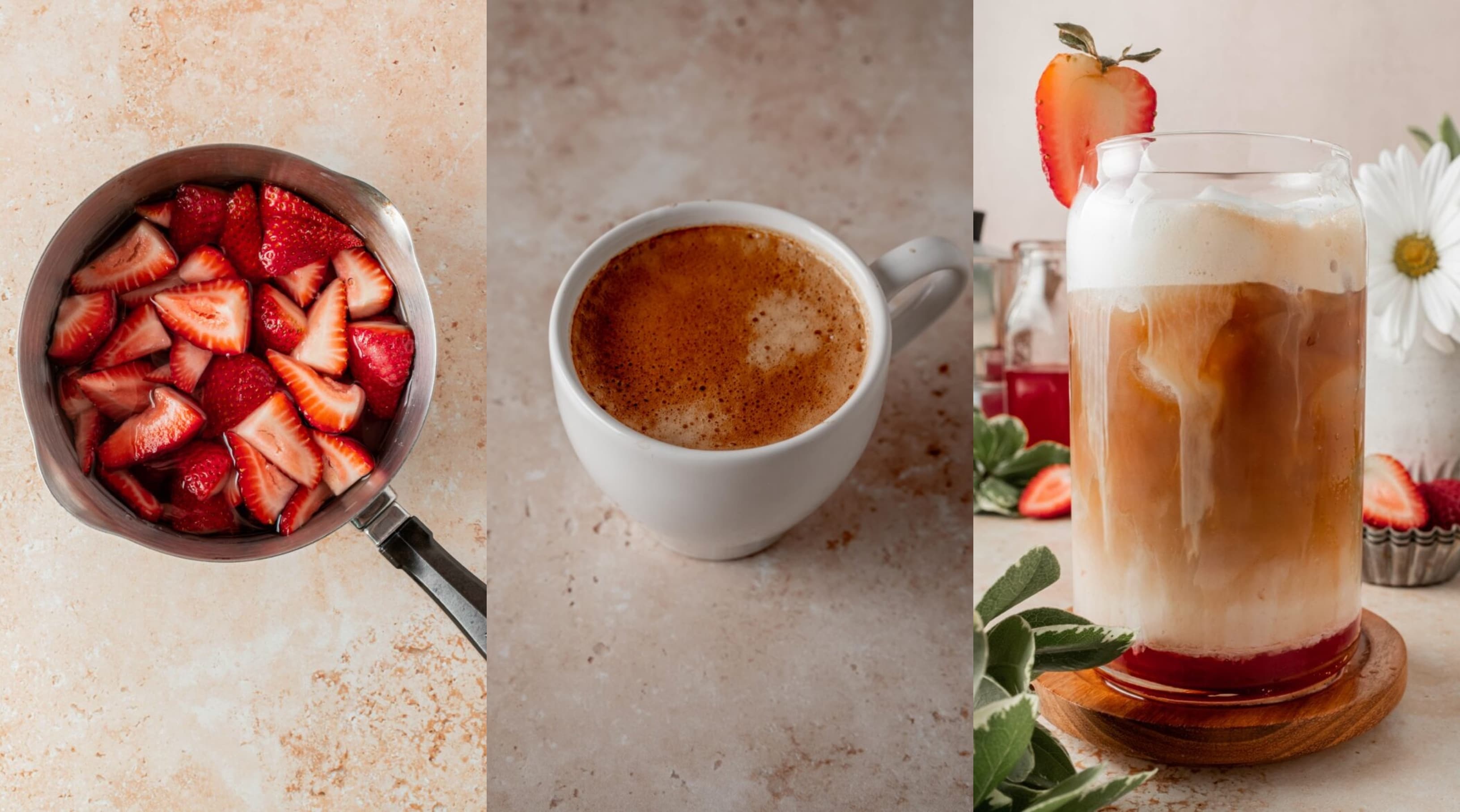Welcome back iced coffee season with this punchy strawberry latte recipe (Photos: Whisked Away Kitchen) Welcome back iced coffee season with this punchy strawberry latte recipe (Photos: Whisked Away Kitchen)
