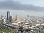Smoke rises after the state news agency reported missile attack on the service center of the U.S. Fifth Fleet, following strikes by the United States and Israel against Iran, in Manama, Bahrain February 28, 2026 in this still image obtained from a video.