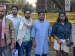 In a press conference, the JNUSU sought their release, accountability from the vice-chancellor over her reported comments and the withdrawal of FIRs. (RAJ K RAJ /HT PHOTO)