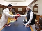 Rashmika Mandanna and Vijay Deverakonda met Prime Minister Narendra Modi before their wedding in Udaipur. 
