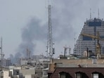 Smoke rises on the skyline after an explosion in Tehran. (AP) Smoke rises on the skyline after an explosion in Tehran. (AP)
