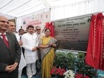 The CM laid the foundation stone for a new outpatient department (OPD) building at the Institute of Human Behaviour and Allied Sciences (IHBAS). (HT)