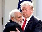 In this June 27, 2017 file image Prime Minister Narendra Modi and Donald Trump exchange greetings at a joint press conference in Washington