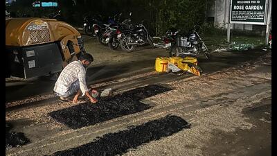 According to an assessment, nearly 400 kilometres of roads in Chandigarh require major repairs or carpeting. (Photo by Aashna Gakhar)