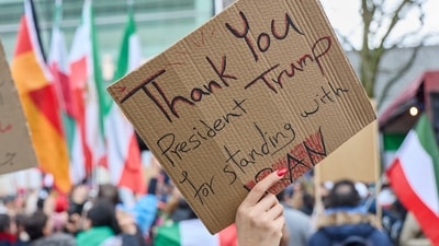 People attend a demonstration in support of the U.S. and Israeli strikes on Iran, in Hamburg, Germany, Saturday, Feb. 28, 2026. (Georg Wendt/dpa via AP) (AP) People attend a demonstration in support of the U.S. and Israeli strikes on Iran, in Hamburg, Germany, Saturday, Feb. 28, 2026. (Georg Wendt/dpa via AP) (AP)