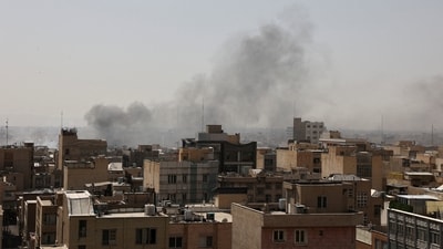 Smoke rises following an explosion, after Israel and the U.S. launched strikes on Iran, in Tehran, Iran, February 28, 2026. (via REUTERS)