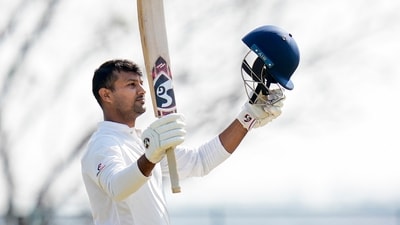 Mayank Agarwal was the one Karnataka player who could leave this match with his head held high. With wickets tumbling around him, he showed why he was such a valued member of the Indian Test team in the past – a fighting display with plenty of flair mixed in, as he scored an excellent 160 in a lone effort. Not enough – Karnataka were folded for 293, and the lead was J&K's. (PTI) Mayank Agarwal was the one Karnataka player who could leave this match with his head held high. With wickets tumbling around him, he showed why he was such a valued member of the Indian Test team in the past – a fighting display with plenty of flair mixed in, as he scored an excellent 160 in a lone effort. Not enough – Karnataka were folded for 293, and the lead was J&K's. (PTI)