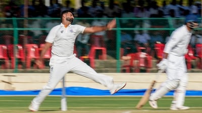 Nabi finished with figures of 5/54, his 11th career five-fer. He is certainly the best fast-bowler going around in the domestic circuit, and will have the chance to truly show his wares to a wider audience when he plays for Delhi Capitals in the IPL next month. But the red ball is his bread and butter – will he get a call for India's next Test series? (PTI) Nabi finished with figures of 5/54, his 11th career five-fer. He is certainly the best fast-bowler going around in the domestic circuit, and will have the chance to truly show his wares to a wider audience when he plays for Delhi Capitals in the IPL next month. But the red ball is his bread and butter – will he get a call for India's next Test series? (PTI)