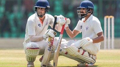 Qamran Iqbal and Sahil Lotra joined forces late on Day 4, and simple refused to be moved. Their partnership of 197* lasted nearly 70 overs as they completely took control of the game, and made any other result an impossibility. Qamran had failed in the first innings but got his licks back in the second, finishing on 160*. (PTI) Qamran Iqbal and Sahil Lotra joined forces late on Day 4, and simple refused to be moved. Their partnership of 197* lasted nearly 70 overs as they completely took control of the game, and made any other result an impossibility. Qamran had failed in the first innings but got his licks back in the second, finishing on 160*. (PTI)