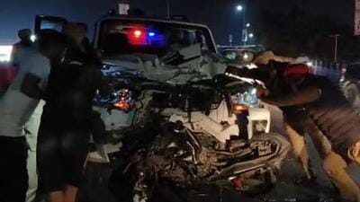 The impact of the collision killed Sandeep Singh, 27, and Amarpreet Singh, 19, residents of Uppli village in Barnala, on the spot. (HT) The impact of the collision killed Sandeep Singh, 27, and Amarpreet Singh, 19, residents of Uppli village in Barnala, on the spot. (HT)