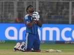 Sanju Samson of India celebrates the win against West Indies. 