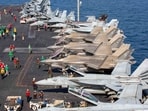 Aircraft attached to Carrier Air Wing (CVW) 9 sit on the flight deck of the U.S. Navy Nimitz-class aircraft carrier USS Abraham Lincoln in support of the Operation Epic Fury attack on Iran, February 28, 2026.  U.S. Navy/Handout via REUTERS THIS IMAGE HAS BEEN SUPPLIED BY A THIRD PARTY