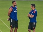 Varun Chakravarthy, left, and head coach Gautam Gambhir during a practice session ahead of T20 World Cup 2026 match between India and West Indies Varun Chakravarthy, left, and head coach Gautam Gambhir during a practice session ahead of T20 World Cup 2026 match between India and West Indies
