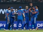 Kolkata: India's Hardik Pandya with teammates celebrates. Kolkata: India's Hardik Pandya with teammates celebrates.