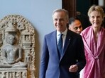Prime Minister Mark Carney and his wife Diana Fox Carney tour the Chhatrapati Shivaji Maharaj Vastu Sangrahalaya museum in Mumbai, India on Saturday. (AP)