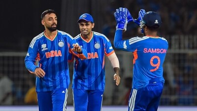 Varun Chakravarthy provided the crucial first strike, removing Shai Hope for a laboured 32 to dent West Indies’ momentum early on. (ANI) Varun Chakravarthy provided the crucial first strike, removing Shai Hope for a laboured 32 to dent West Indies’ momentum early on. (ANI)