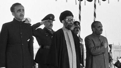 (FILES) President of the Islamic Republic of Iran Ayatollah Ali Khamenei (C), Pakistani President General Muhammad Zia-ul-Haq (R) and Prime Minister Mohammad Khan Junejo (2nd L), listen to the national anthems on January 13, 1986 upon Khamenei's arrival in Islamabad, Pakistan, where he is to sign an India-Pakistan trade agreement. US President Donald Trump announced on February 28, 2026, that Iran's supreme leader Ali Khamenei is confirmed dead. The United States and Israel launched strikes against Iran on February 28, with Israel's public broadcaster reporting that the Iranian supreme leader had been targeted, as the Islamic republic retaliated with barrages of missiles at Gulf states and Israel. (Photo by Ahmed ASHFAQ / AFP) (AFP) (FILES) President of the Islamic Republic of Iran Ayatollah Ali Khamenei (C), Pakistani President General Muhammad Zia-ul-Haq (R) and Prime Minister Mohammad Khan Junejo (2nd L), listen to the national anthems on January 13, 1986 upon Khamenei's arrival in Islamabad, Pakistan, where he is to sign an India-Pakistan trade agreement. US President Donald Trump announced on February 28, 2026, that Iran's supreme leader Ali Khamenei is confirmed dead. The United States and Israel launched strikes against Iran on February 28, with Israel's public broadcaster reporting that the Iranian supreme leader had been targeted, as the Islamic republic retaliated with barrages of missiles at Gulf states and Israel. (Photo by Ahmed ASHFAQ / AFP) (AFP)