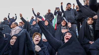 People exppressed fury over the death of Khamenei, who was killed in joint US and Israeli strikes, at a square in Tehran on March 1, 2026. (AFP) People exppressed fury over the death of Khamenei, who was killed in joint US and Israeli strikes, at a square in Tehran on March 1, 2026. (AFP)