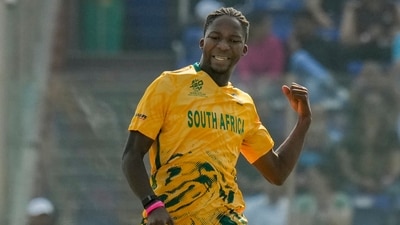 Teenage sensation Kwena Maphaka came into the team, and earned his first T20 World Cup wicket with the scalp of Marumani early in the piece, before also outfoxing Raza to prevent him from going big at the end of the innings. (PTI) Teenage sensation Kwena Maphaka came into the team, and earned his first T20 World Cup wicket with the scalp of Marumani early in the piece, before also outfoxing Raza to prevent him from going big at the end of the innings. (PTI)