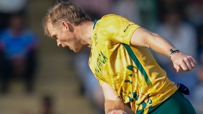 Corbin Bosch took 2 wickets in the innings, but all the South African seamers chipped in. Anrich Nortje came in as a rotation option and took a wicket, and Lungi Ngidi continued his immense run of form. (PTI) Corbin Bosch took 2 wickets in the innings, but all the South African seamers chipped in. Anrich Nortje came in as a rotation option and took a wicket, and Lungi Ngidi continued his immense run of form. (PTI)