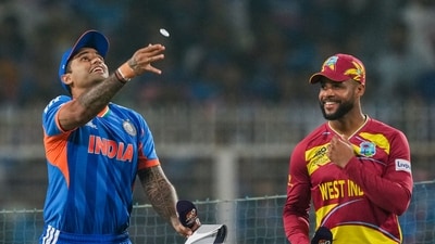Kolkata: India's captain Suryakumar Yadav flips the coin. (PTI) Kolkata: India's captain Suryakumar Yadav flips the coin. (PTI)