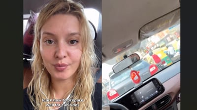 A German woman filmed her cab ride in Bengaluru, calling the city’s traffic crazy. (Instagram/lizlaz_tv) A German woman filmed her cab ride in Bengaluru, calling the city’s traffic crazy. (Instagram/lizlaz_tv)