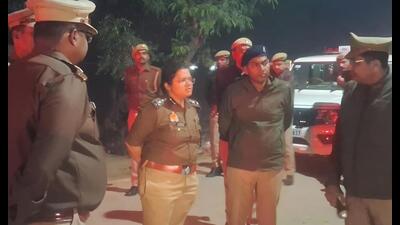 Senior police officials at the crime site in Lakhimpur Kheri (Sourced)