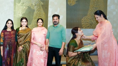 సీఎం రేవంత్ రెడ్డి కుటుంబంతో రష్మిక మందన్న