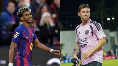 Lamine Yamal for Barcelona and Lionel Messi for Inter Miami. (AFP) Lamine Yamal for Barcelona and Lionel Messi for Inter Miami. (AFP)