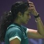 New Delhi, India - Jan. 14, 2026: PV Sindhu from India seen along with her coach Irwansyah Adi Pratama as she competes during the Womens Single match against Nguyen Thùy Linh from Vietnam during the second day of YONEX-SUNRISE India Open 2026 at Indira Gandhi Sports Complex in New Delhi, India, on Wednesday, January 14, 2026.  (Photo by Sanchit Khanna/ Hindustan Times)