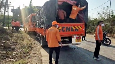 The incident occurred at around 2 pm at the company situated near Salwad and Pasthal villages in the industrial belt. (ANI Video Grab) The incident occurred at around 2 pm at the company situated near Salwad and Pasthal villages in the industrial belt. (ANI Video Grab)