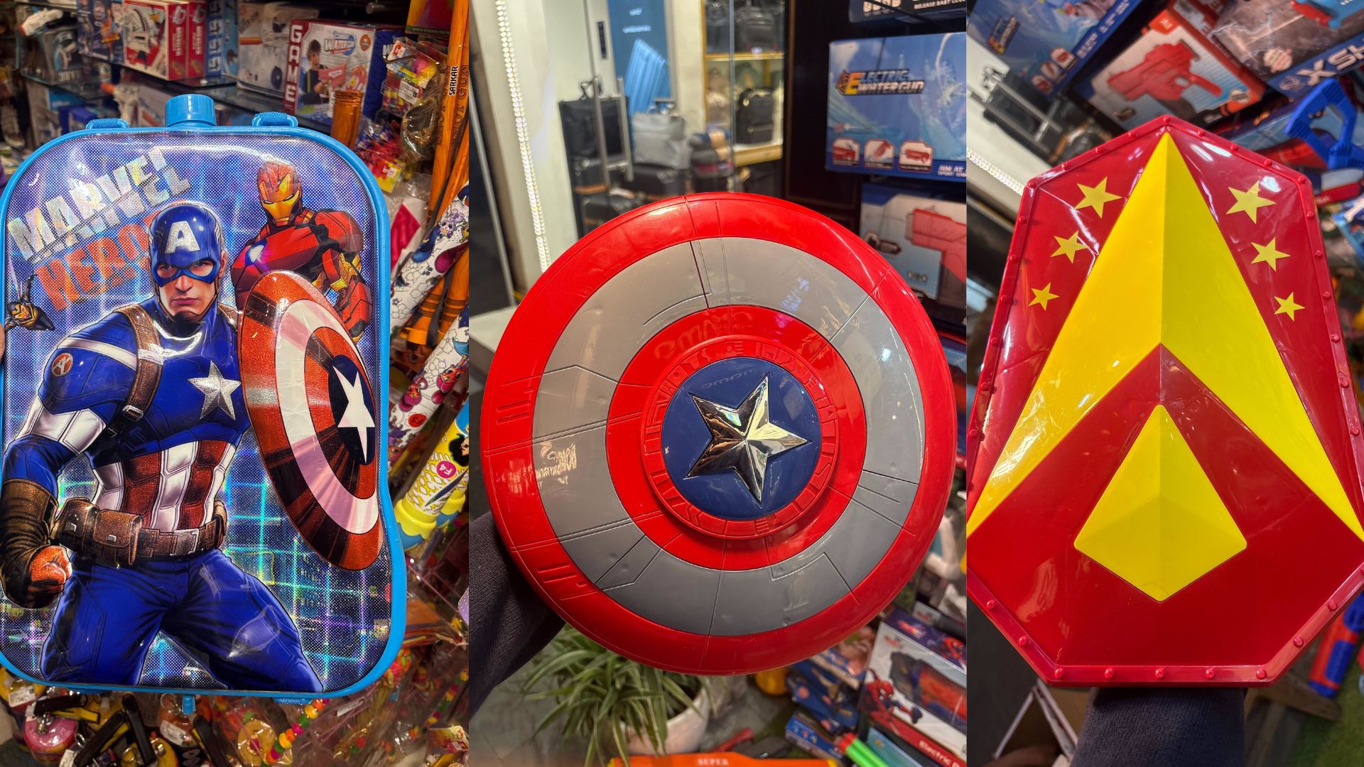 Hero mode: ON! Add a superhero edge to your splash game with Captain America and Iron Man-inspired blasters and battery-operated pichkaris. Price: ₹3,500- ₹5,000 Hero mode: ON! Add a superhero edge to your splash game with Captain America and Iron Man-inspired blasters and battery-operated pichkaris. Price: ₹3,500- ₹5,000