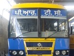 Bikramjeet Singh Shergill, managing director, PRTC, said only the new buses would carry the revised colour scheme. (HT)