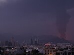 Smoke rises in the Fujairah oil industry zone following a fire caused by debris after interception of a drone by air defenses, according to the Fujairah media office, amid the U.S.-Israel conflict with Iran, in Fujairah, United Arab Emirates, March 3, 2026. REUTERS/Amr Alfiky