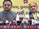 Odisha chief minister Mohan Charan Majhi with state BJP president Manmohan Samal in Bhubaneswar (PTI)
