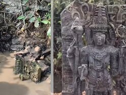 వాగులో బయటపడ్డ విష్ణుమూర్తి విగ్రహం