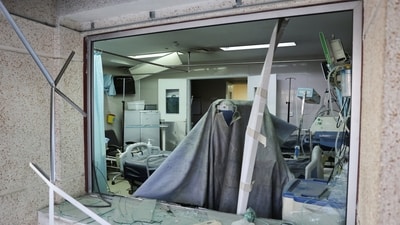 A view of destroyed window blinds and debris following an Israeli and U.S. strike on Motahhari Hospital, amid the U.S.-Israel conflict with Iran, in Tehran, Iran, March 3, 2026. Majid Asgaripour/WANA (West Asia News Agency) via REUTERS ATTENTION EDITORS - THIS PICTURE WAS PROVIDED BY A THIRD PARTY. (via REUTERS)