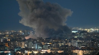 Smoke rises from the site of an Israeli airstrike that targeted the office of the Hezbollah affiliated Al-Manar TV station in Beirut�s southern suburb of Haret Hreik on March 3, 2026. An Israeli strike hit the south Beirut office of Al-Manar TV, which is affiliated with Iran-backed militant group Hezbollah, the broadcaster said on March 3. Israel "targets the Al-Manar Channel building in the Haret Hreik area," Al-Manar wrote on Telegram, referring to a part of south Beirut. (Photo by FADEL itani / AFP) (AFP) Smoke rises from the site of an Israeli airstrike that targeted the office of the Hezbollah affiliated Al-Manar TV station in Beirut�s southern suburb of Haret Hreik on March 3, 2026. An Israeli strike hit the south Beirut office of Al-Manar TV, which is affiliated with Iran-backed militant group Hezbollah, the broadcaster said on March 3. Israel "targets the Al-Manar Channel building in the Haret Hreik area," Al-Manar wrote on Telegram, referring to a part of south Beirut. (Photo by FADEL itani / AFP) (AFP)
