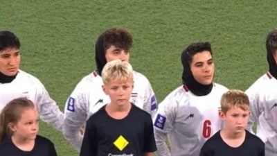 The Iranian women's football team refused to sing their national anthem (Screengrab - X) The Iranian women's football team refused to sing their national anthem (Screengrab - X)