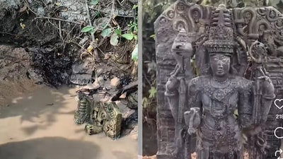 వాగులో బయటపడ్డ విష్ణుమూర్తి విగ్రహం వాగులో బయటపడ్డ విష్ణుమూర్తి విగ్రహం
